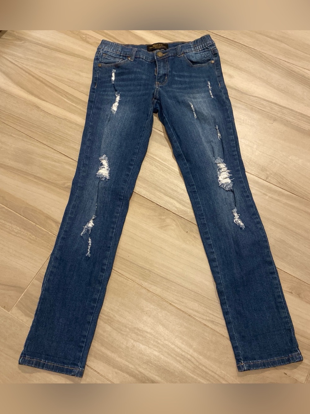 Versace Abbigliamento Sportivo SRL  Distressed Blue Skinny Jeans